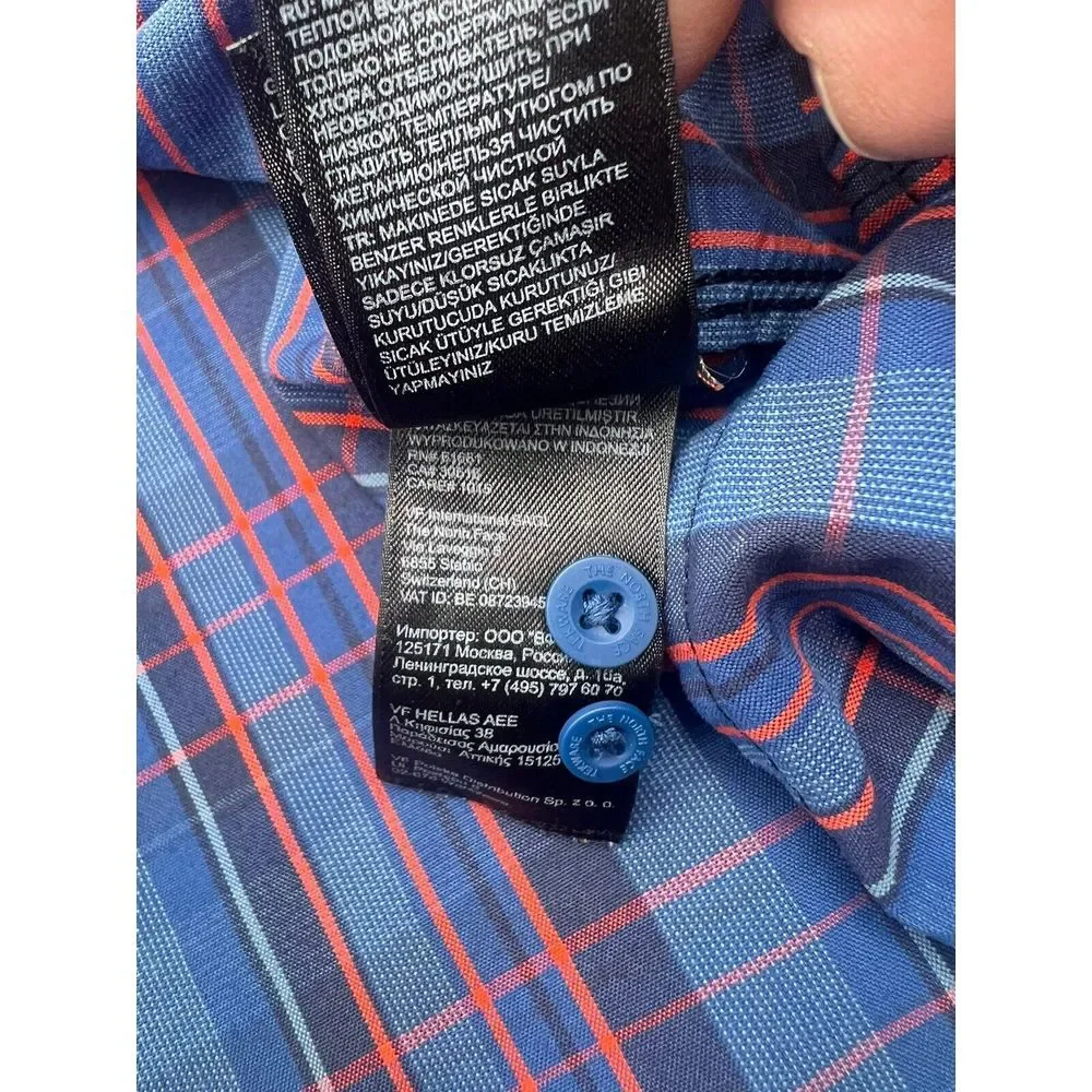 The North Face‎ Shirt Men XL Blue Roll-Up Long Sleeves Zip Pockets Logo Hiking
